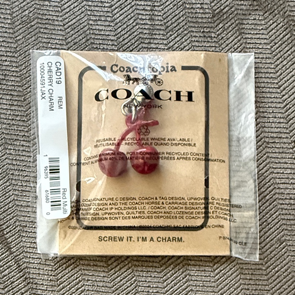 Coachtopia Cherry Red Strap Charm - NEW!!